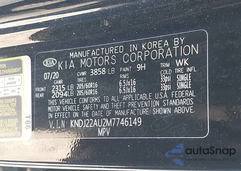 2021 Kia Soul Lx из США, поврежденный, VIN KNDJ22AU2M7746149